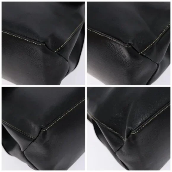 LOEWE Velazquez Hand Bag Leather Suede Brown Black gold Auth Totes